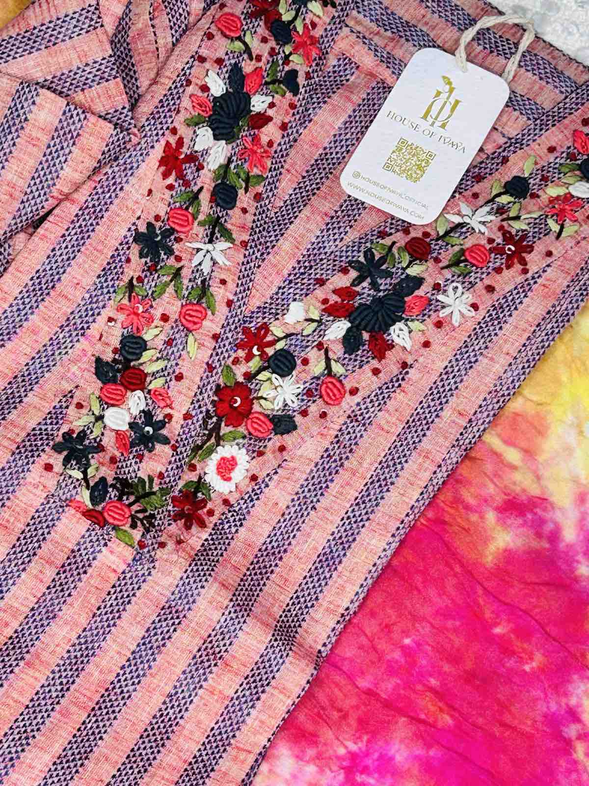 Floral Accent Stripes Kurta